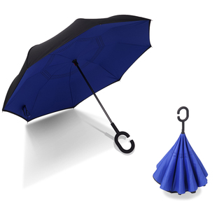 双层反向伞汽车雨伞车载车用v长柄反骨反开反方向折叠logo定制广