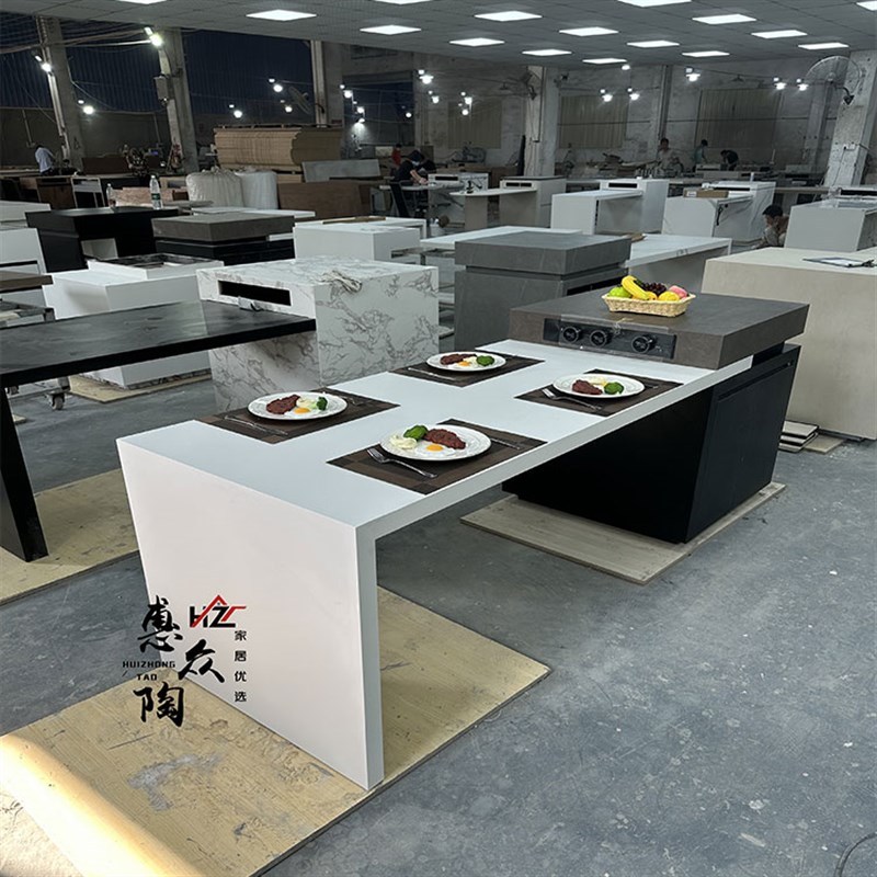 定制岛台餐桌一体家o用岩板导台柜小户型开放式厨房吧台中岛台茶