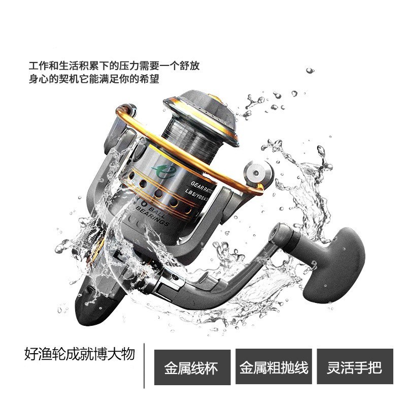 500-6000型号纺车渔线轮左右手互换金属渔轮多档位纺车鱼线轮