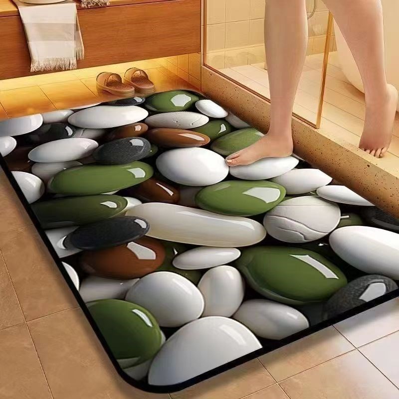 鹅卵石卫生间门口软垫硅藻泥地垫浴室吸水M速干地毯家用防滑垫子