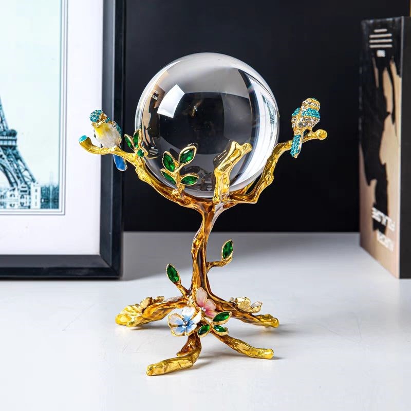 轻奢珐瑯彩摆件招财好o运来水晶球电视柜办公室新中式饰品乔迁礼
