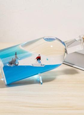 漂流瓶乘风d破浪游轮流体生日礼品毕业季礼物黑珍珠号帆船桌面摆