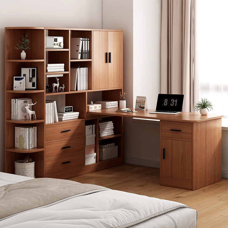 电脑桌台式家用转角书桌书架一体桌学生学习桌拐角桌书柜组合桌子