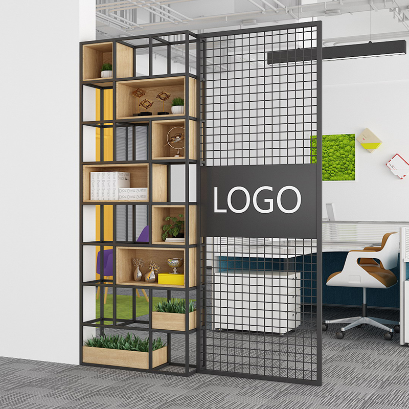 北欧屏风隔断装饰置物架办公室客厅展示架实木玄关简易置物架定制