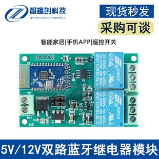 物联网 双路蓝牙继电器模块 智能家居安卓手机APP遥控开关 12V