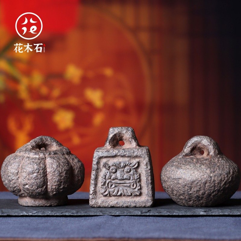 青石权老旧石器称砣手把件文房镇纸案头风水茶席陈设礼物石头摆件