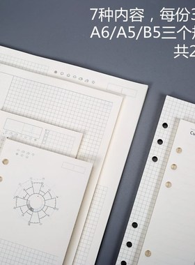 A6A5B5活页替换内芯 记事本内页康奈尔时间饼chronodex 手帐纸芯