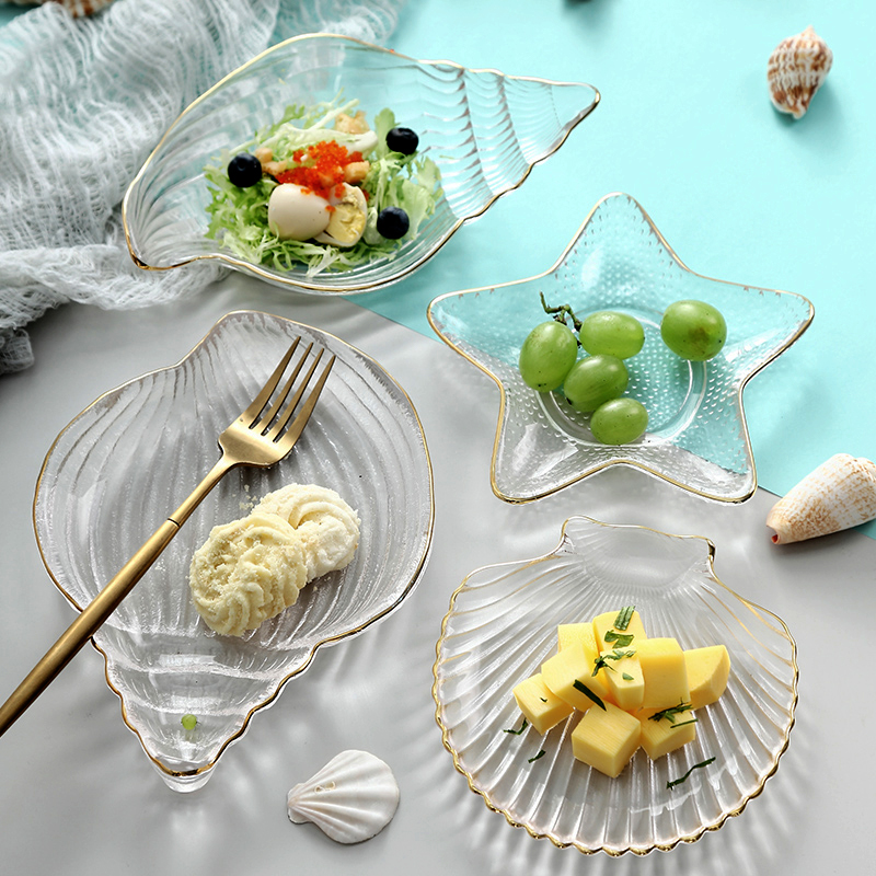 onlycook家用玻璃盘水果盘餐具创意小碟子沙拉碗甜品盘子餐盘菜盘