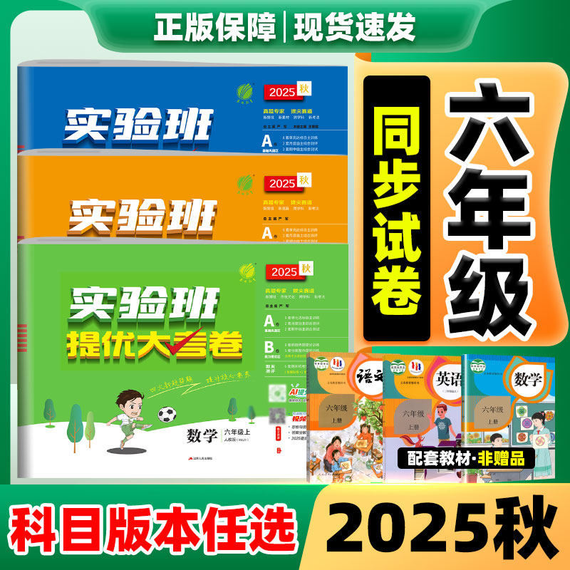 六年级上册实验班提优大考卷2025秋新版提优训练6年级上册语文数学英语人教版北师苏教外研译林版 小学单元试卷子全套同步训练卷子