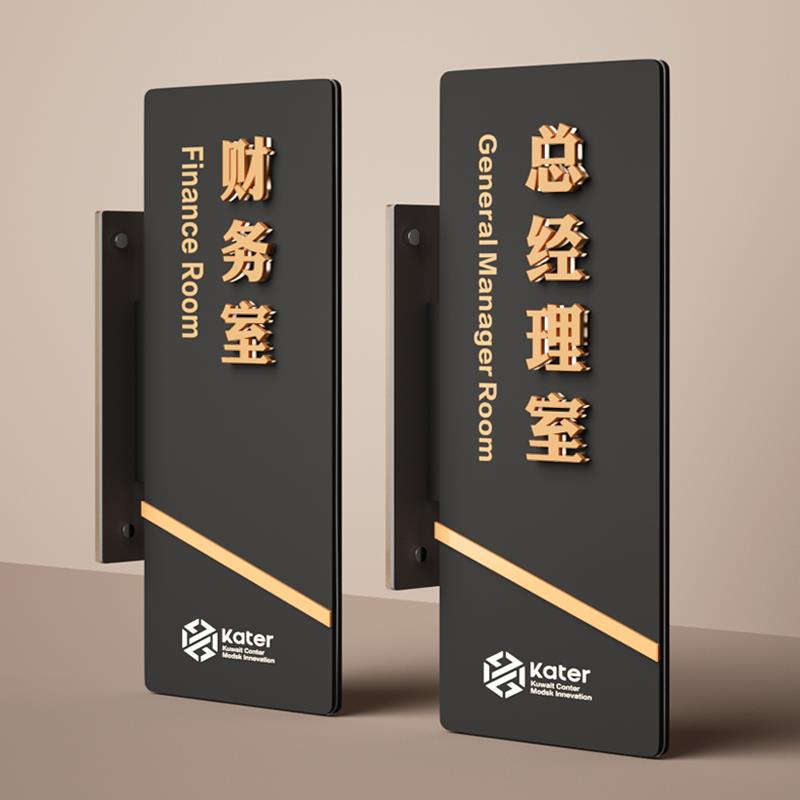 办公室双面侧挂门牌高档立式部门企业标识牌定制可替换科室标识牌