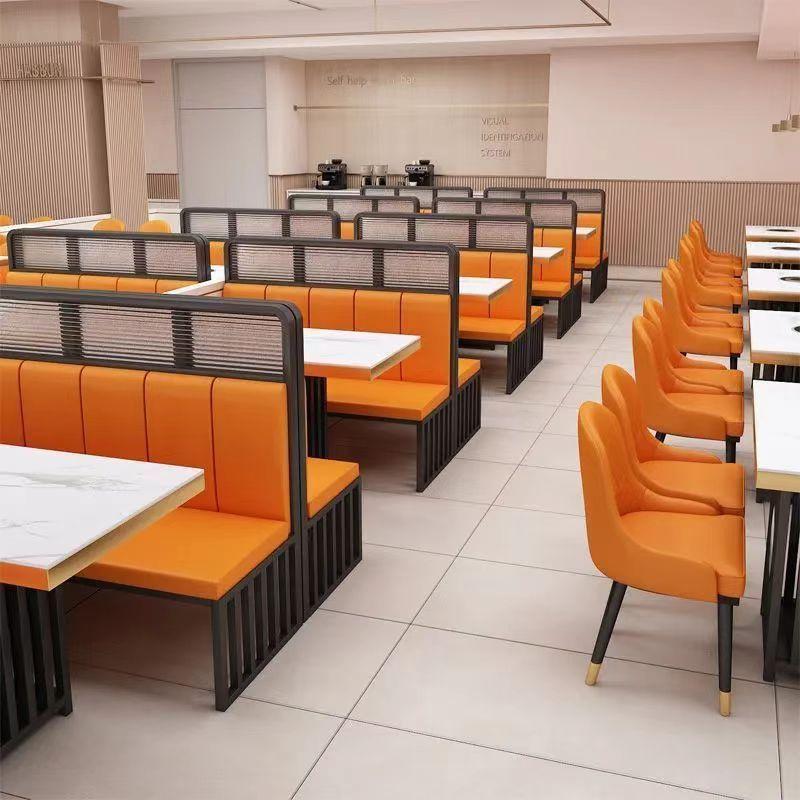 商用金边岩板火锅桌纳帕沙发卡座电磁炉一体火锅串串烧烤自助饭厅