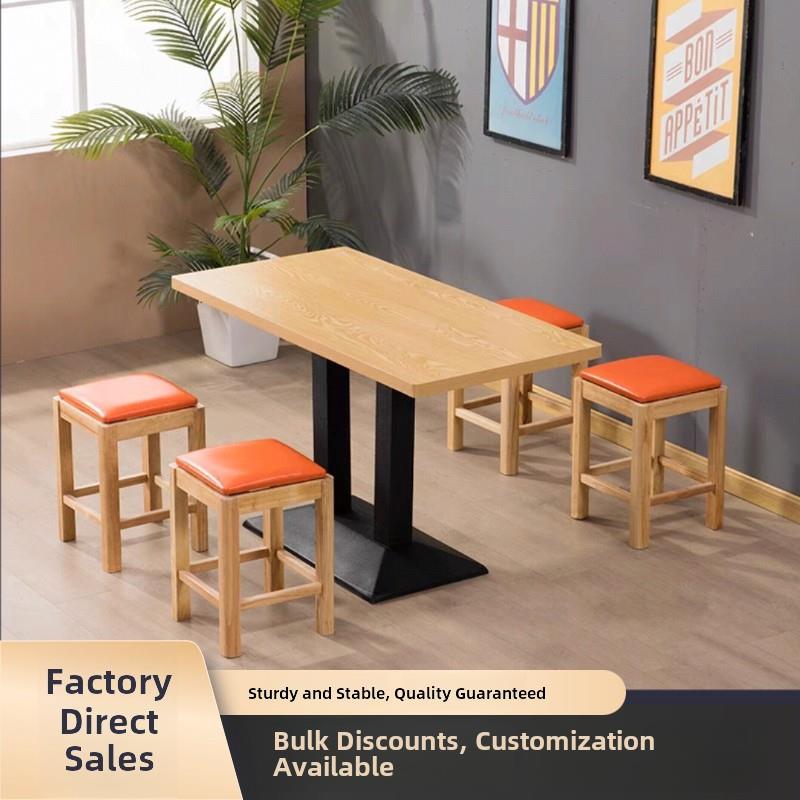 实木快餐桌椅组合无障碍豪华简单奶茶甜品餐厅汉堡火锅麻辣烫桌椅