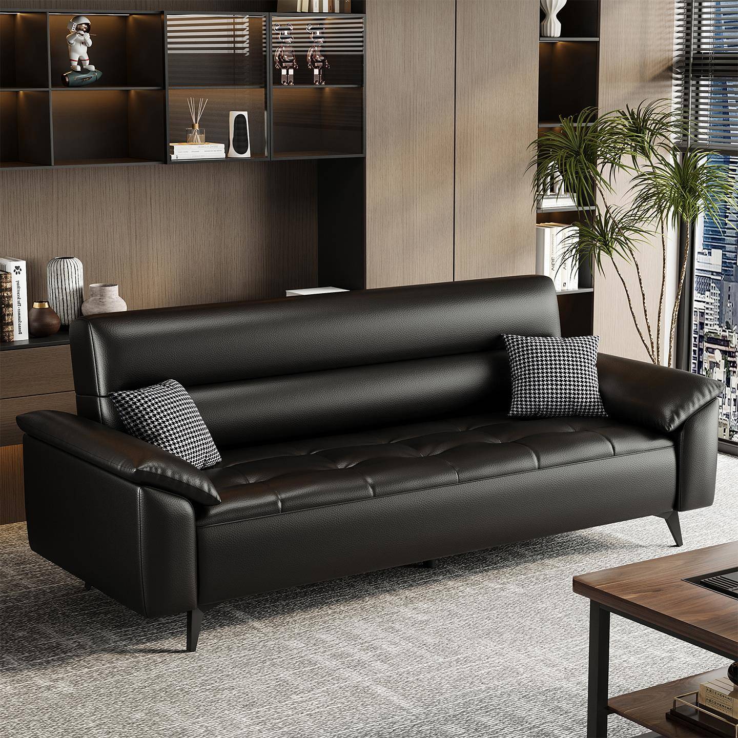 办公室沙发商务简约休息区接待会客茶楼三人位可折叠睡觉茶桌组合