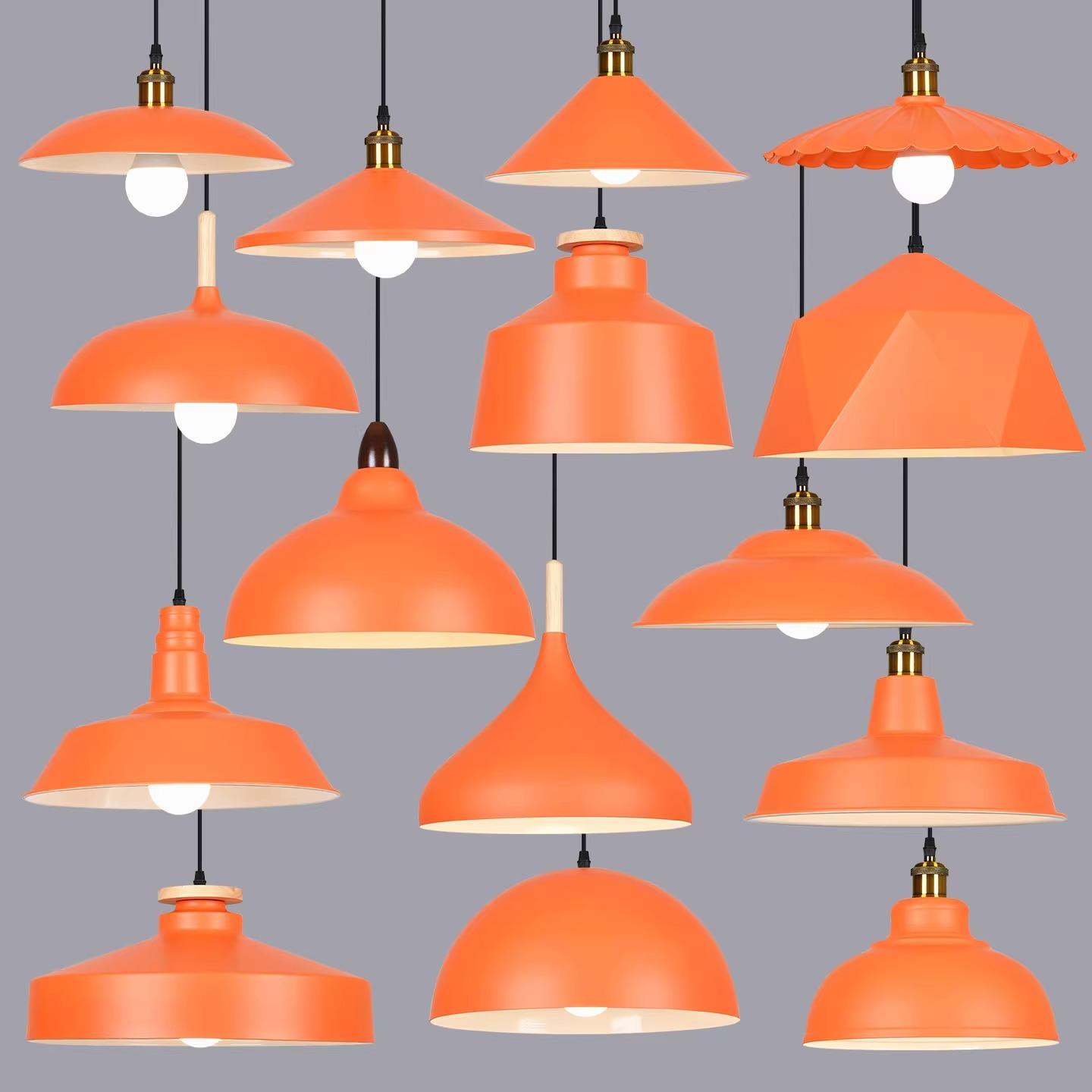 工业风橙色创意锅盖吊灯餐厅卡座餐饮店餐桌火锅店饭店铺商用灯罩