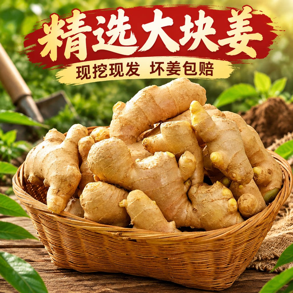 【产地精选】山东老姜大黄姜现挖风干姜块单指无泥生姜月子姜批发