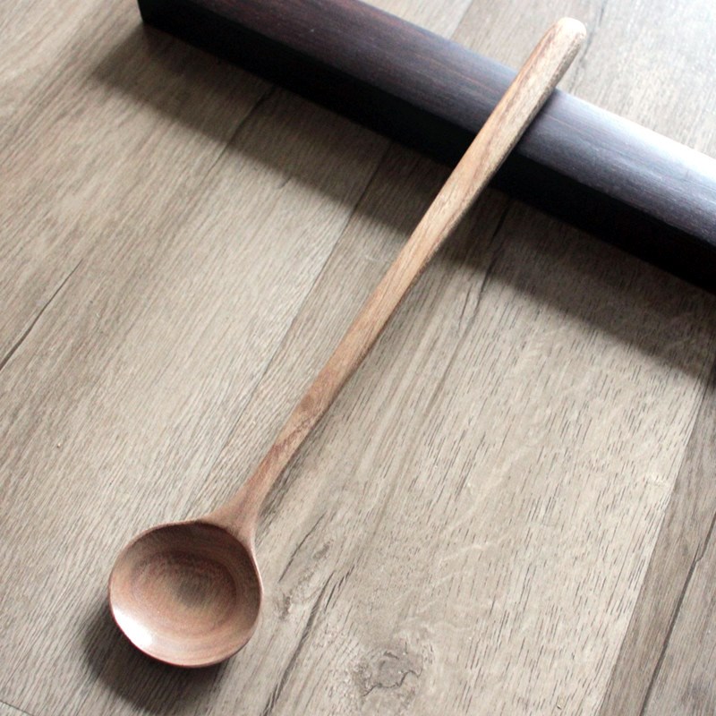 高档栗木勺子h超长柄韩式搅拌勺日式料理烹饪勺粥勺熬汤勺木质加