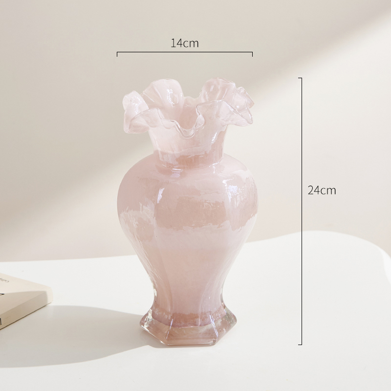 中古芬顿花瓣花瓶摆件北欧客厅插B花器水养鲜花法式浪漫花器高级