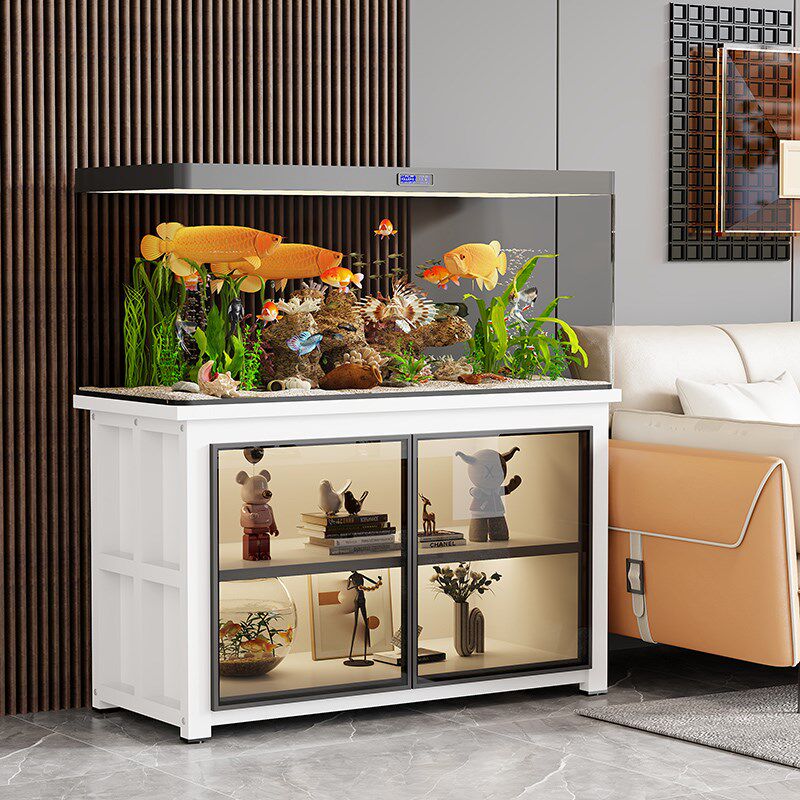 家用客厅新中式落地鱼缸柜底柜y储物柜轻奢鱼缸架底架水族箱底座