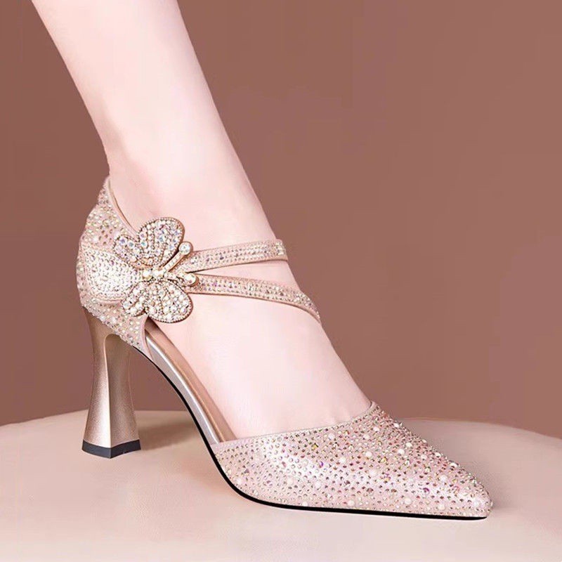 2025新款四季配裙子鞋秋季新款女单鞋高跟细跟职业款OL宴会鞋