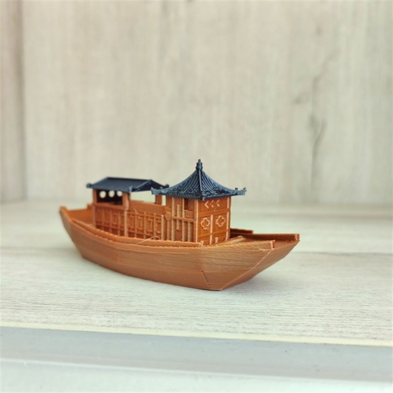 古代客船可下g水漂浮迷你小船乌篷船古法养鱼水陆缸造景微景观装