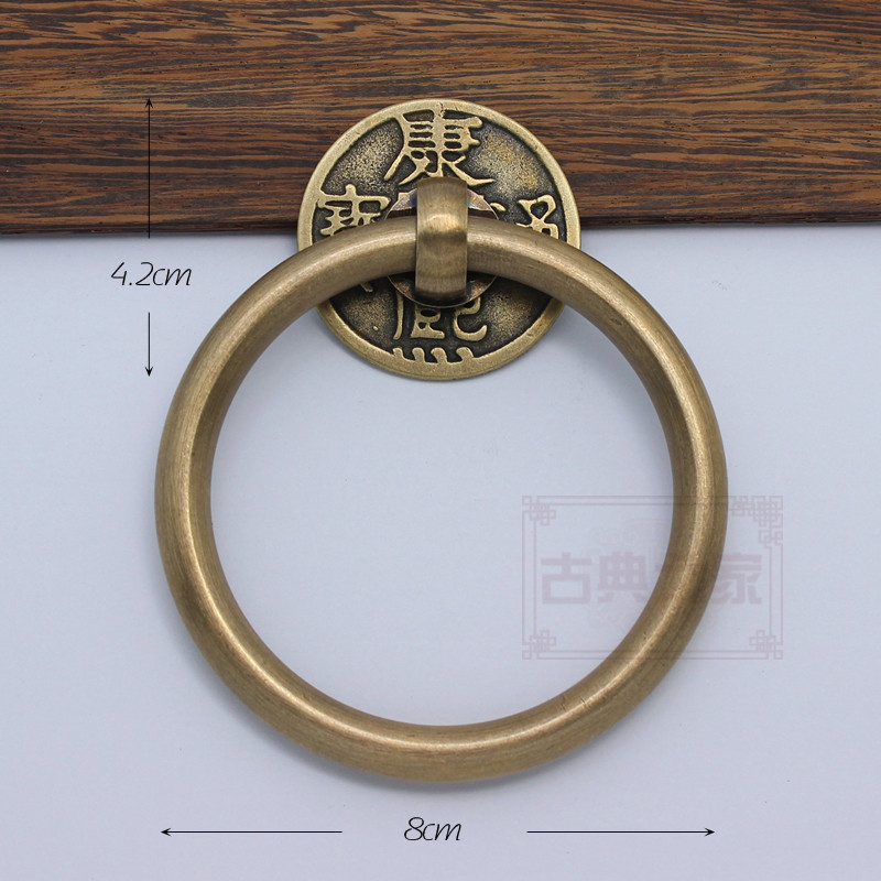 纯铜仿古门环木门铜拉环复古铜雕窗扇大门对装拉手U中式纯铜大拉