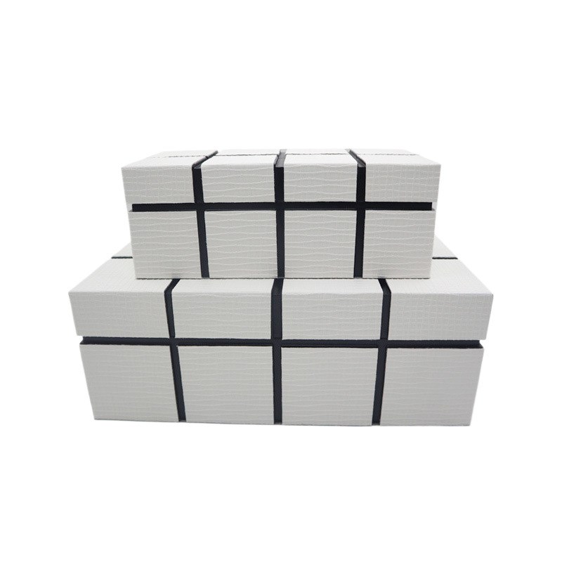 轻奢创意饰品方形格纹收纳盒样板间D桌面首饰盒梳妆台卧室软装摆