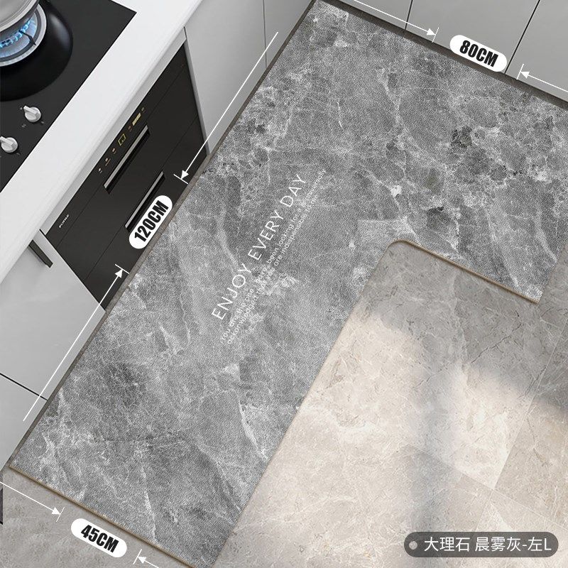 大理石纹厨房专用地垫防滑防油可擦免洗地毯L形地面铺垫耐脏脚垫,居家布艺,厨房地垫,淘宝优惠券,粉丝福利购,淘宝优惠卷