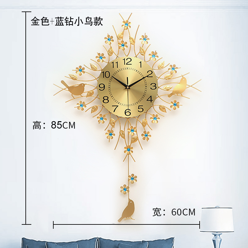 欧式摇摆钟表挂钟客厅现代简约卧室装饰时L钟创意个性石英钟超静