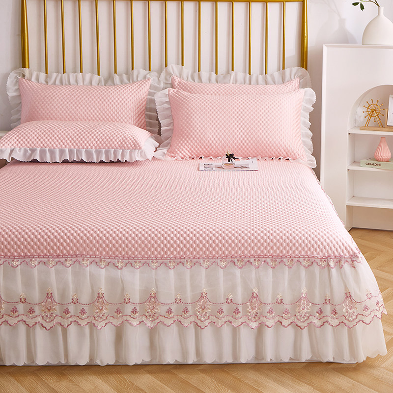 高端夏天冰豆豆冰丝凉席三件套新款床裙款软席可水洗折叠空调席子,床上用品,冰丝席,淘宝优惠券,粉丝福利购,淘宝优惠卷