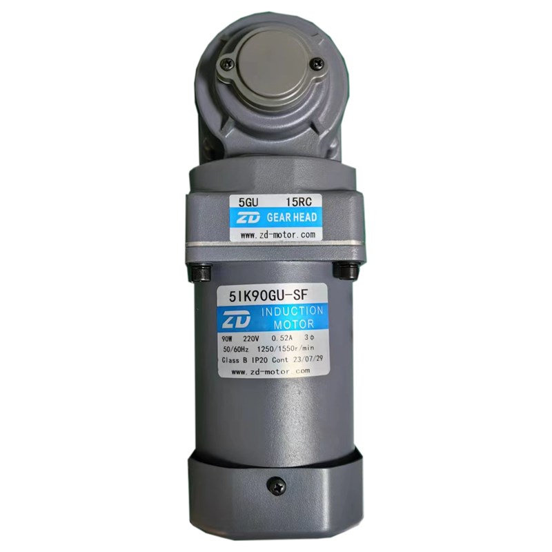 中大 90W三相220Vm交流减速电机马达5IK90GU-SF/5GU15RC配直角中