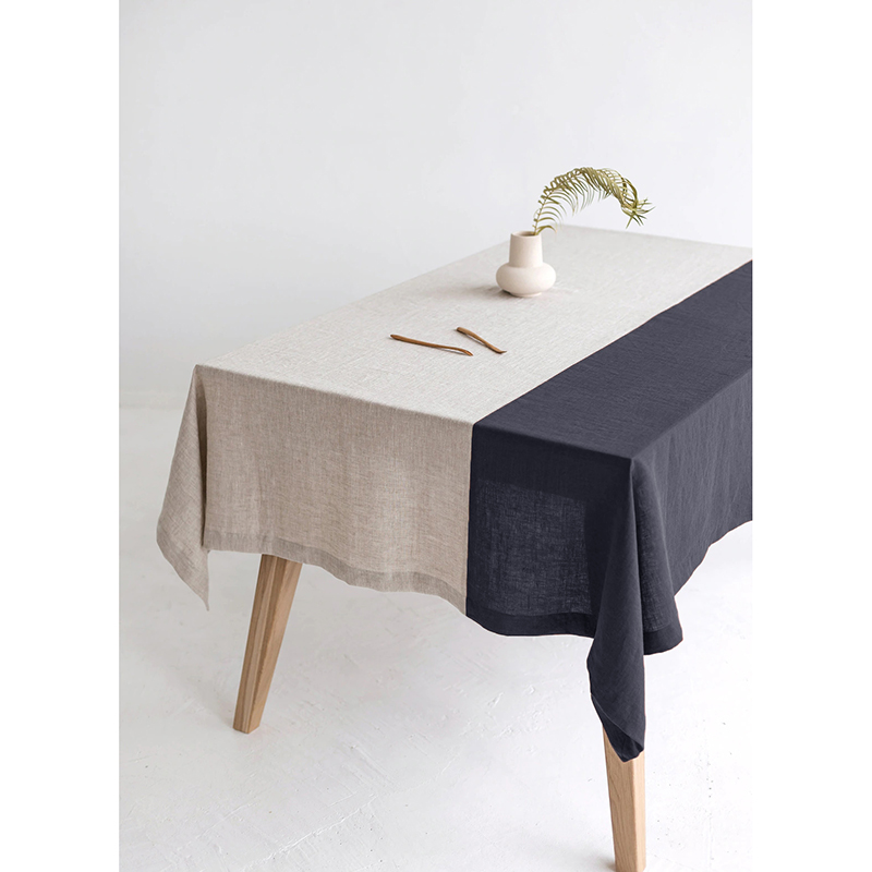 实用主义拼色亚麻桌布高级感新中式简约长方形P餐桌布茶几台布定