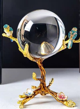 高端轻奢新中g式珐琅彩水晶球摆件好运来招财客厅玄关开业乔迁送