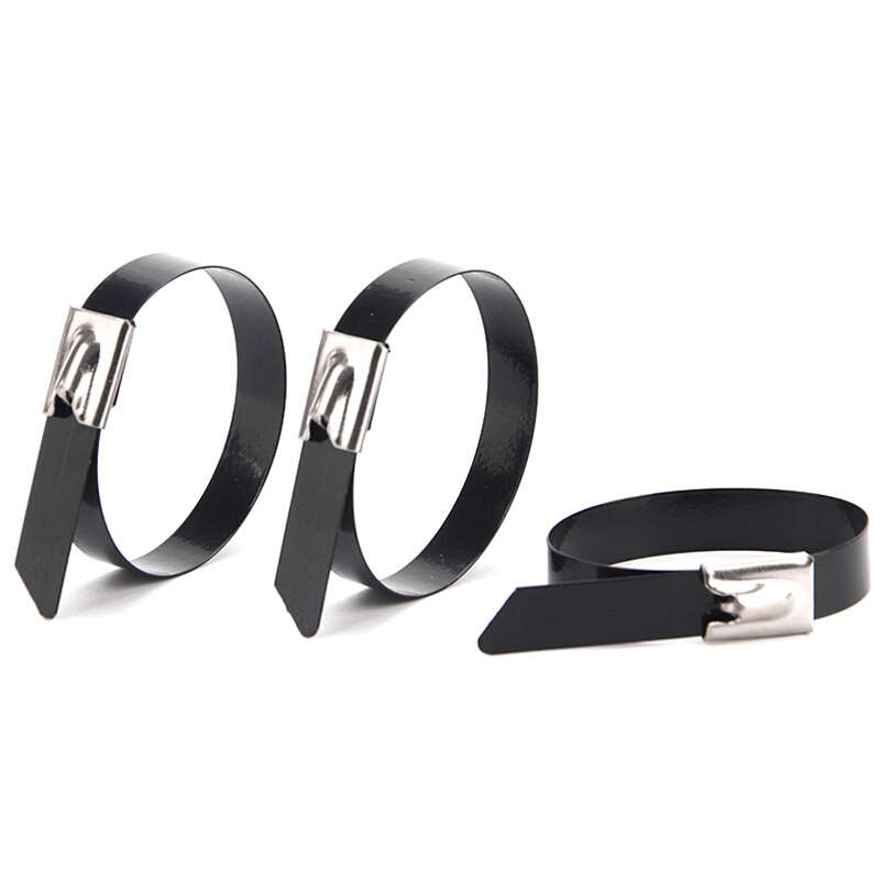 黑色喷塑/包塑扎带304不锈钢7.9*30I0mm金属自锁绑带100条