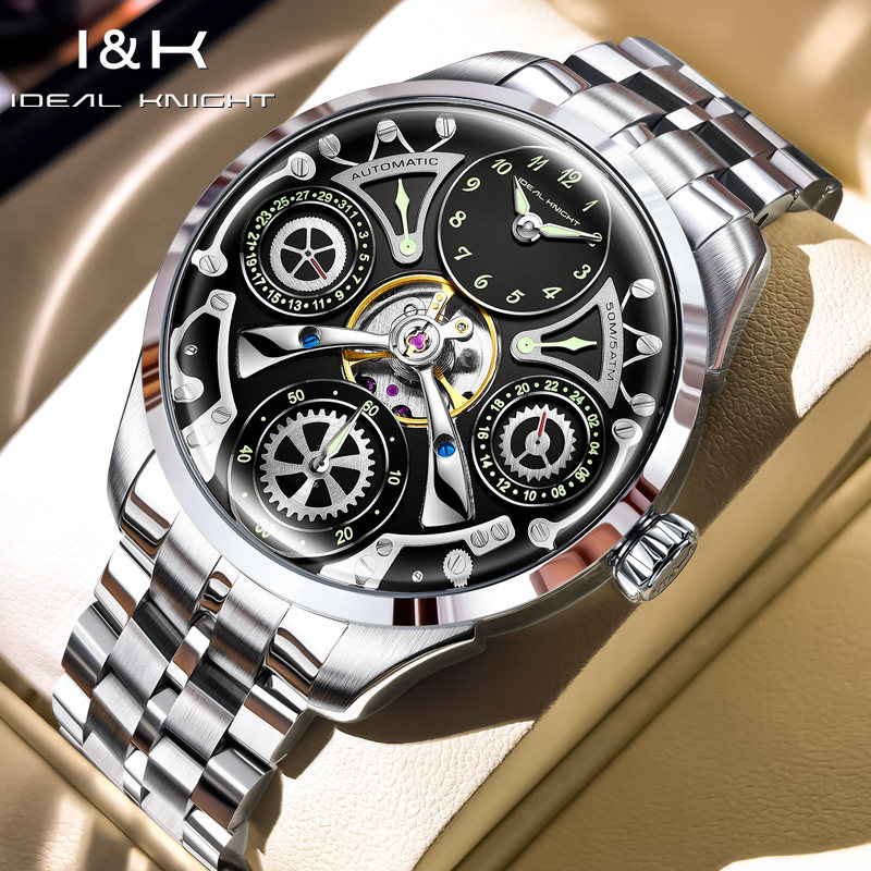 男士全自动镂空机械手表多功能款