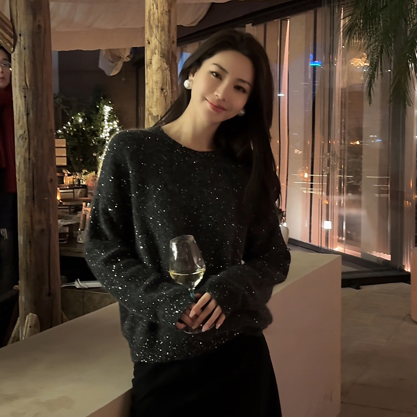 MsLime王嬛嬛【冷媚】羊毛&马海毛珠片宽松秋冬毛衫