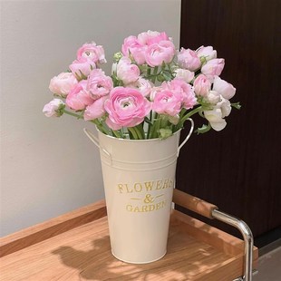 北欧风家用醒花筒花店现货花桶装饰铁皮桶插花深水养花铁桶大花瓶