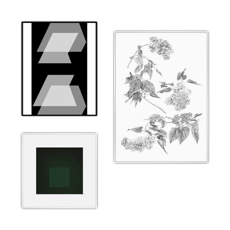 芍药丁香花卉植物素描现代装饰A画客厅书房插画小众艺术海报挂画图片