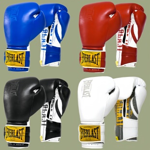EVERLAST拳击手套1910经典成人散打拳套泰拳训练真皮拳套魔术贴款