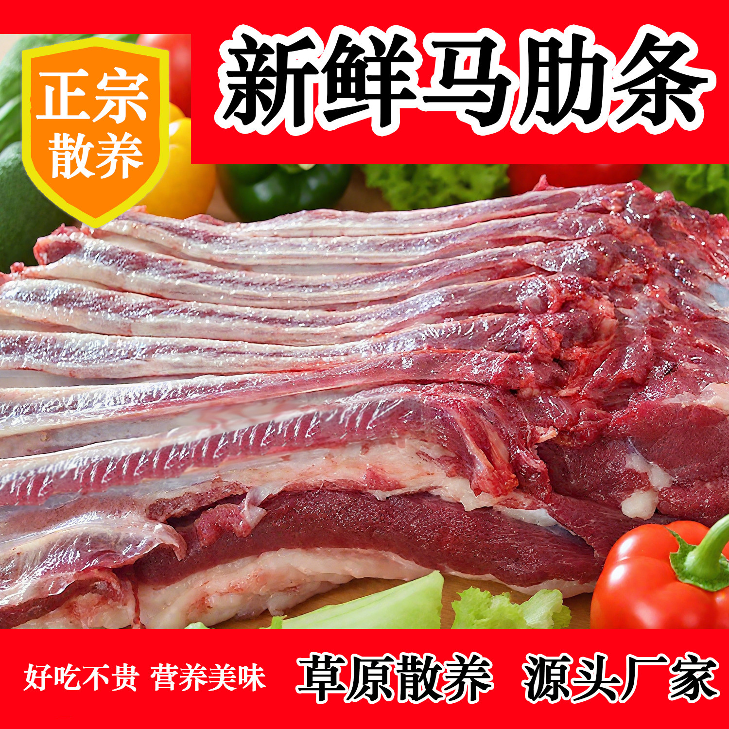 马肋条肉三斤 草原散养马肉 新鲜吊杀