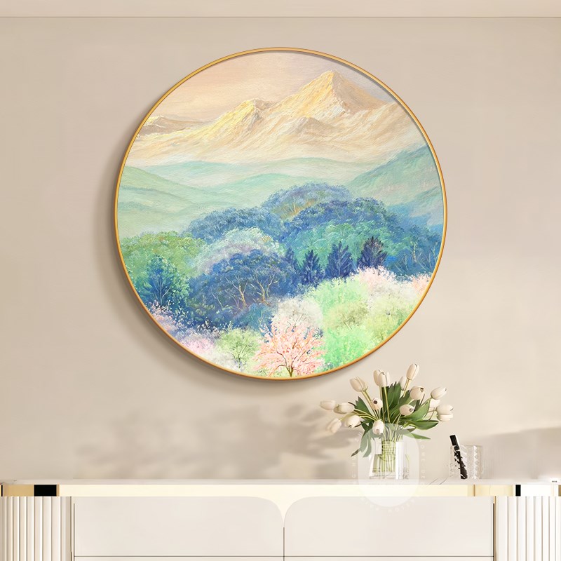 野地美树子圆形挂画现代r简约客厅餐厅背景墙装饰画日式风景玄关图片