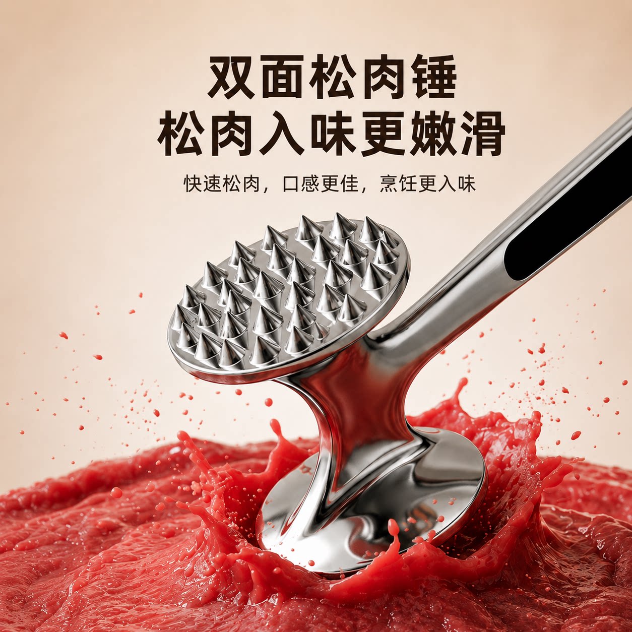 双面不锈钢实心敲肉锤嫩滑入味