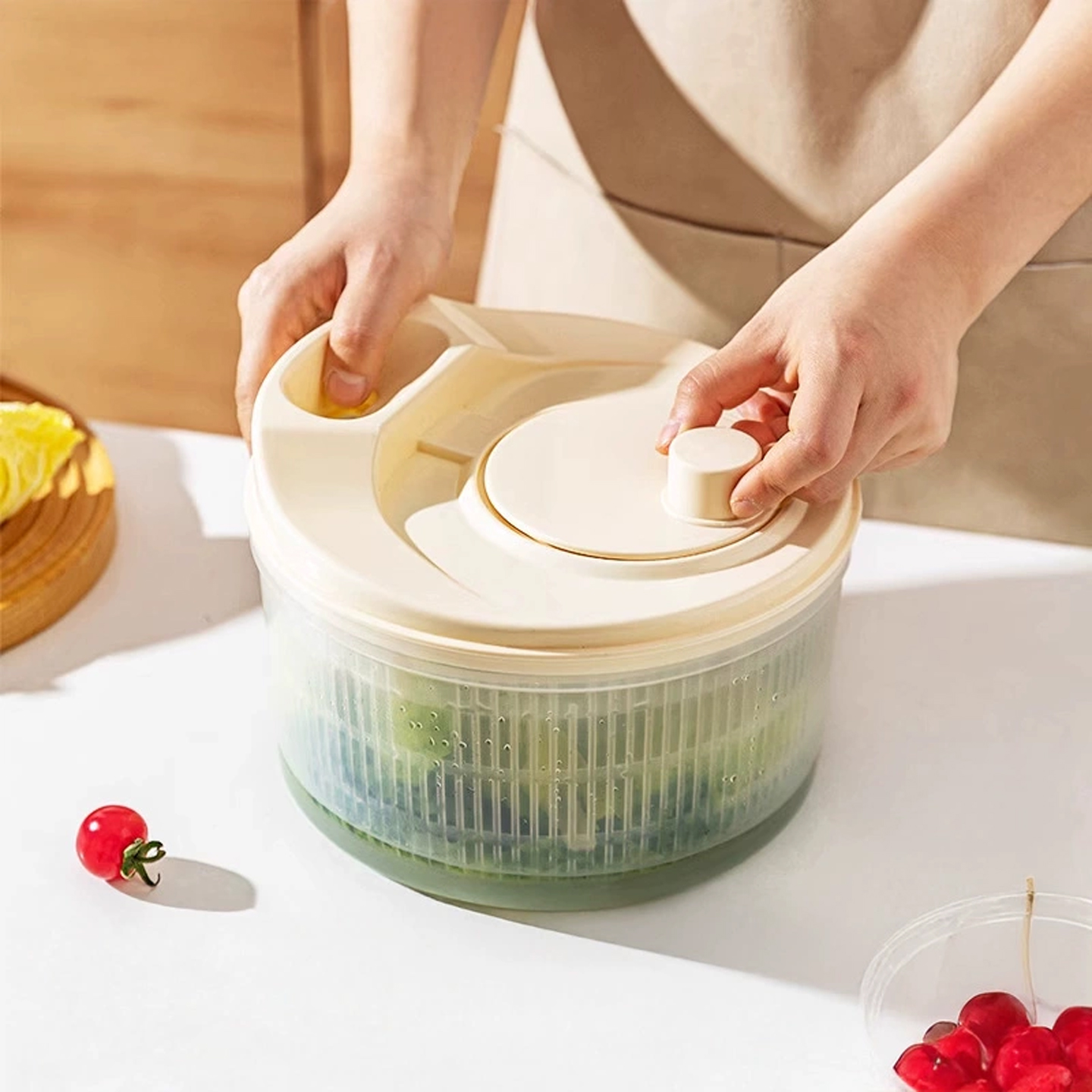 【蔬菜脱水器】旋转冲洗神器
