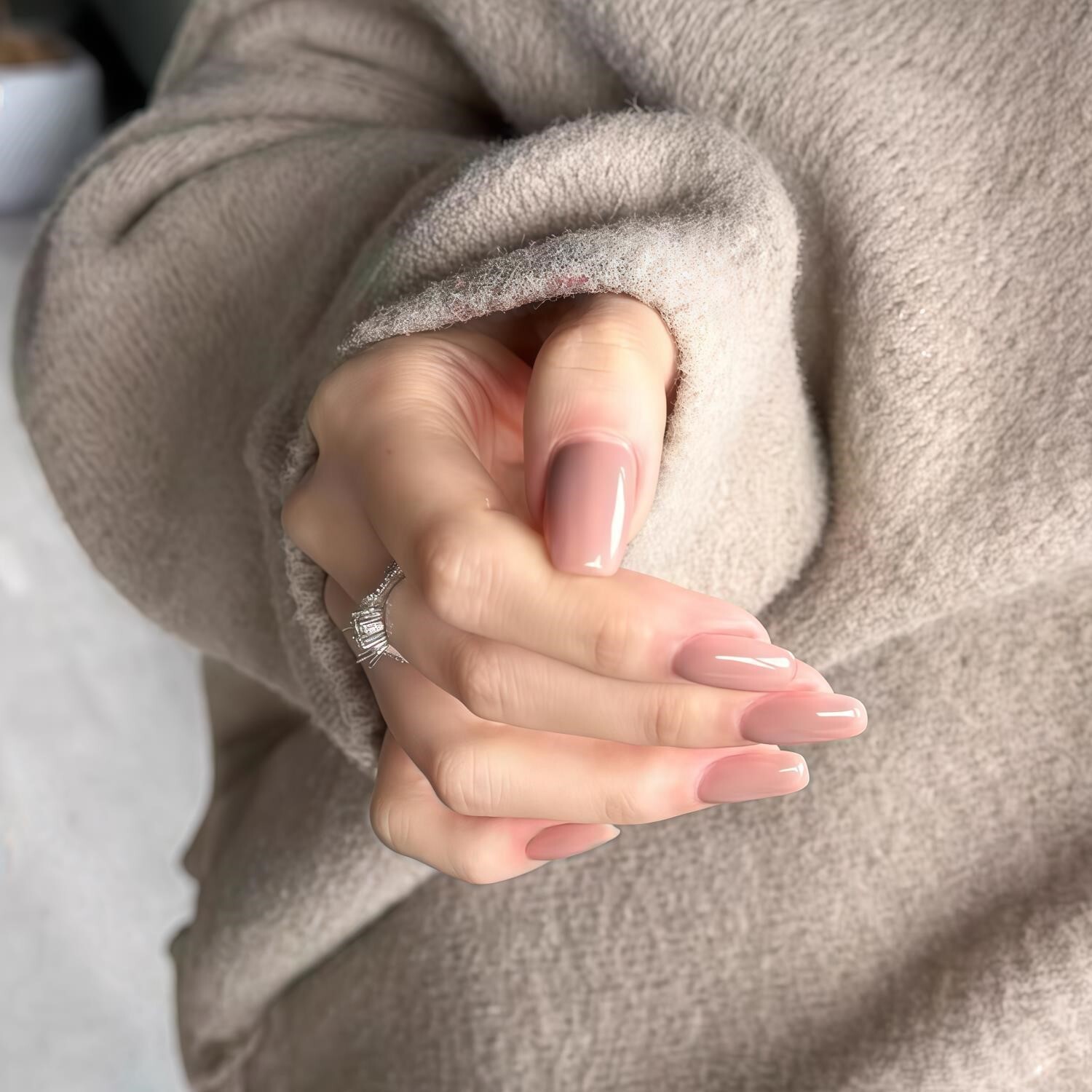 甄嬛裸色冰透华妃同款纯色裸色美甲贴片手工穿戴甲中长假指甲可拆
