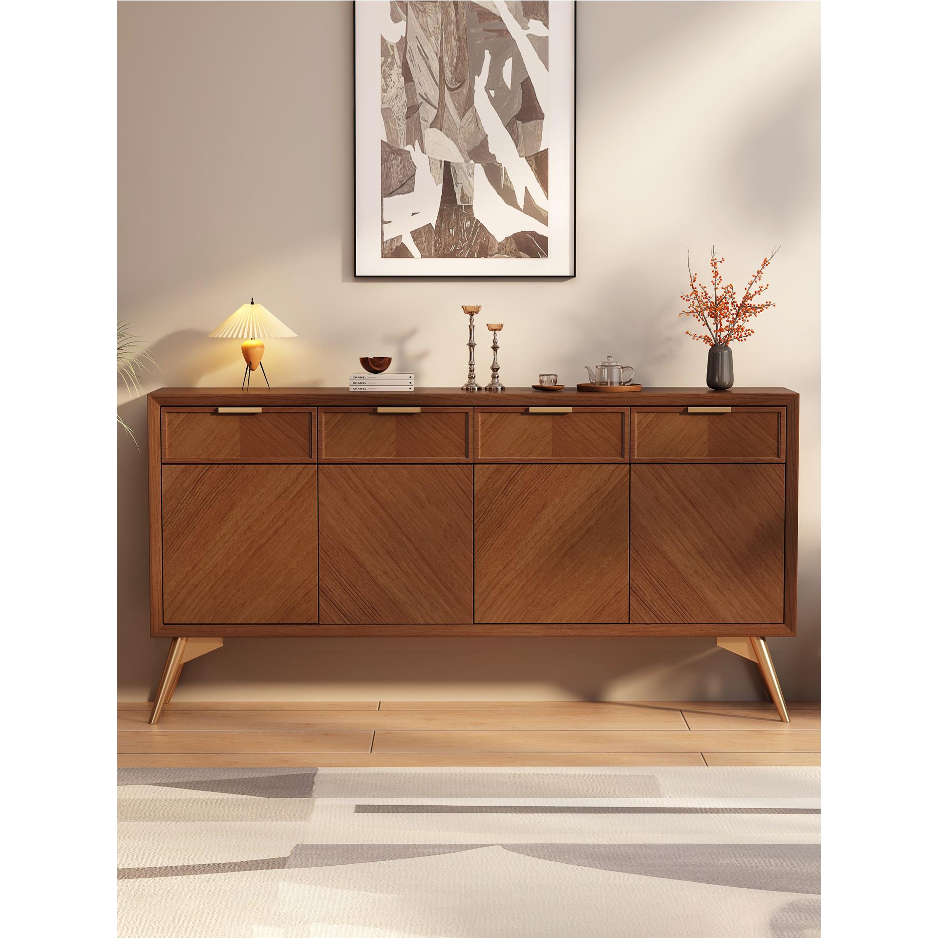 中古风实木餐边柜原木客厅靠墙一体收纳柜储物柜小户型入户玄关柜