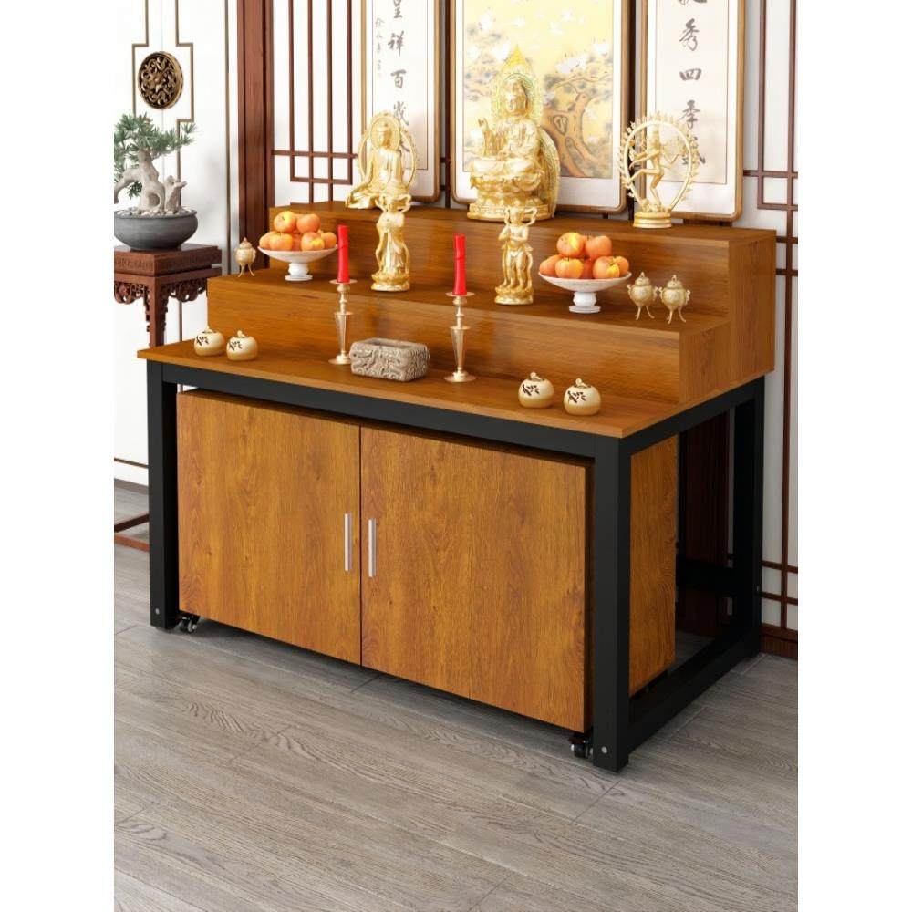 供桌香案家用三层神台佛堂中堂财神爷香案台新中式佛台菩萨供奉台