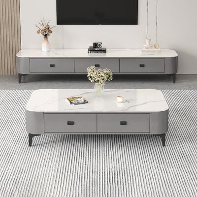 茶几电视柜客厅家用2025新款轻奢高级感小户型落地电视柜茶几组合