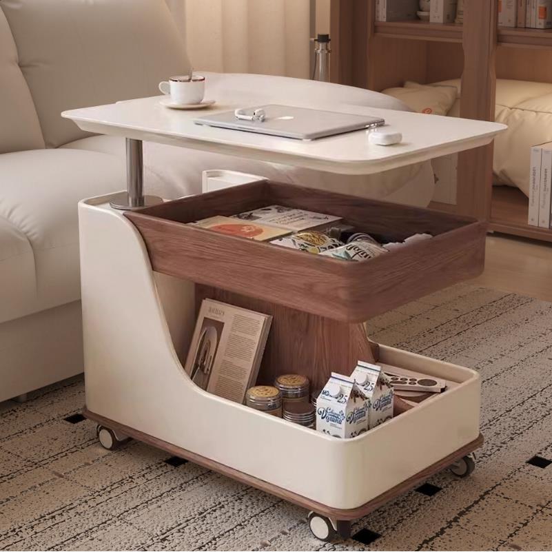 可移动边几茶几小户型客厅家用小推车新款现代升降沙发实木边柜
