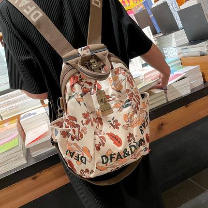 南韩丝旅行双肩包女2023新款轻便时尚牛津布P女士揹包帆布妈妈旅