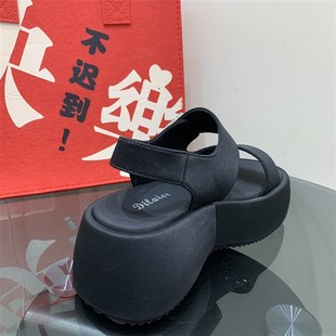 外穿女凉 小个子布面d水钻凉鞋 女2025夏季 新款 露趾运动休闲沙滩鞋