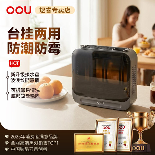 OOU刀架置物架多功能厨房专用台面放菜刀家用收纳沥水塑料刀架